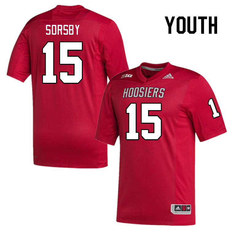 Youth #15 Brendan Sorsby Indiana Hoosiers College Football Jerseys Stitched-Red
